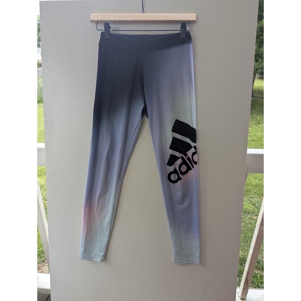 Adidas YL Girls Pink/Light Blue/Lt Green/Black Print‎ Leggings